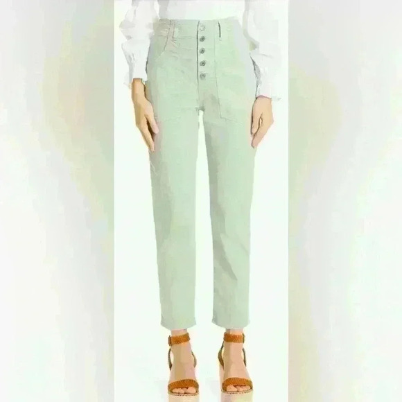 Veronica Beard Arya Cargo Pants Women’s Size 27/4 Light Sage Green Button Fly - Picture 7 of 17